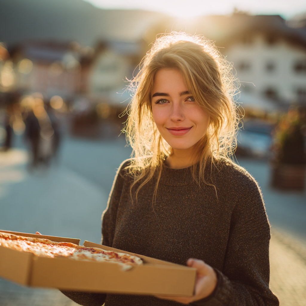 Junge Frau bei der Abholung