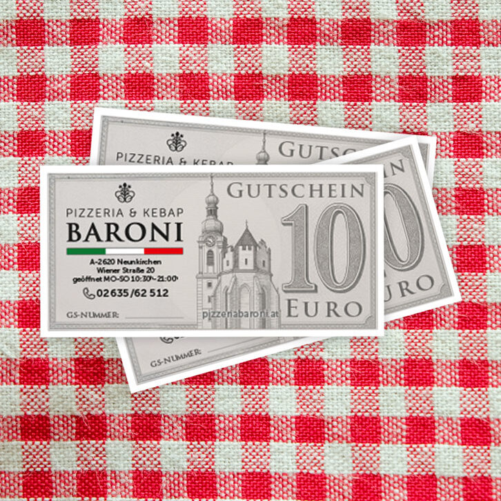 Baroni Gutscheine auf Tischtuch