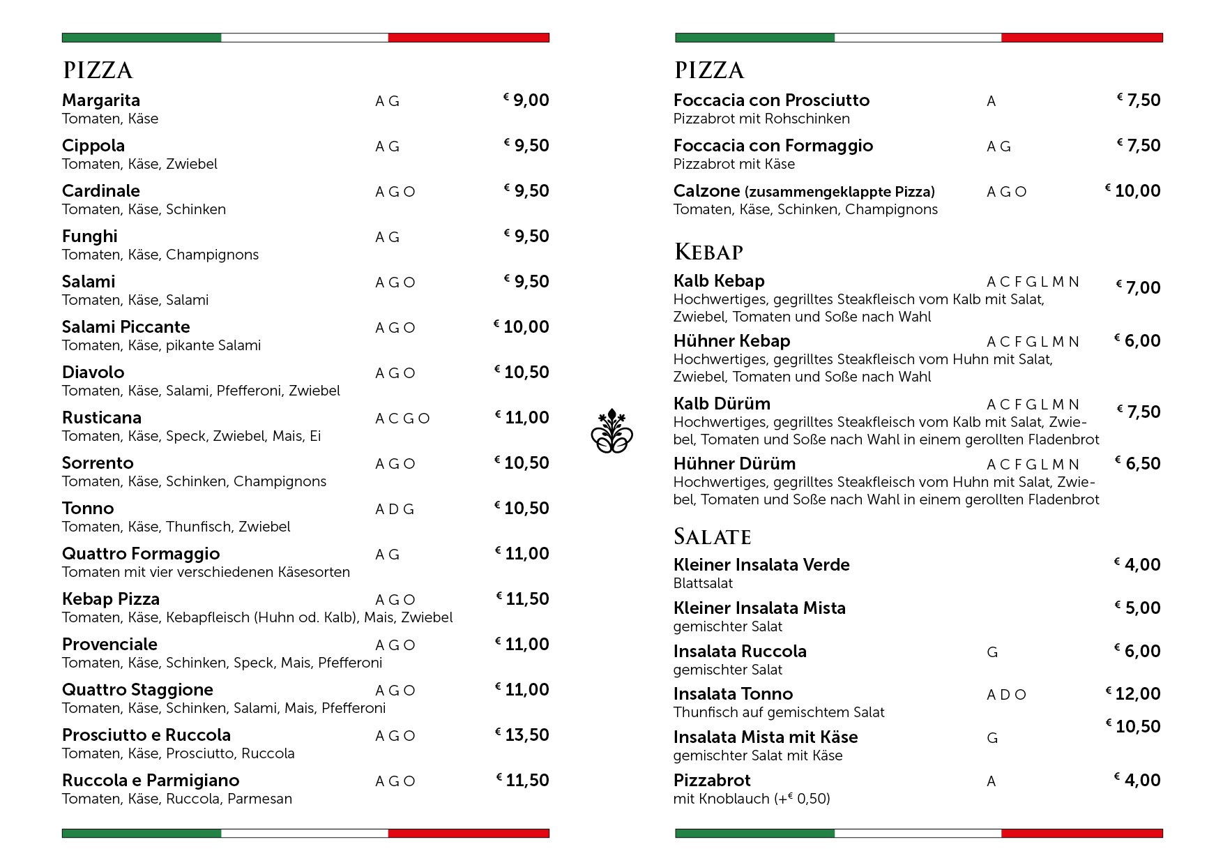 Baroni Speisekarte Innen